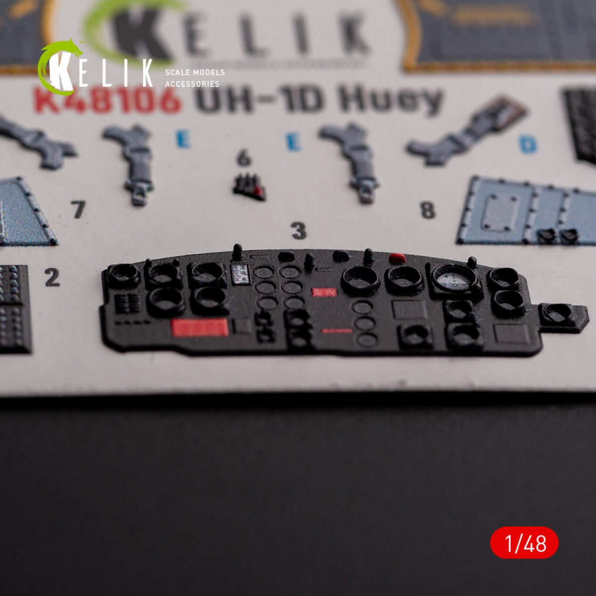 KELIK K48106 UH-1D &amp;quot;Huey&amp;quot; - interior 3D decals for Zimi Model/KittyHawk kit 1/48 – immagine 3