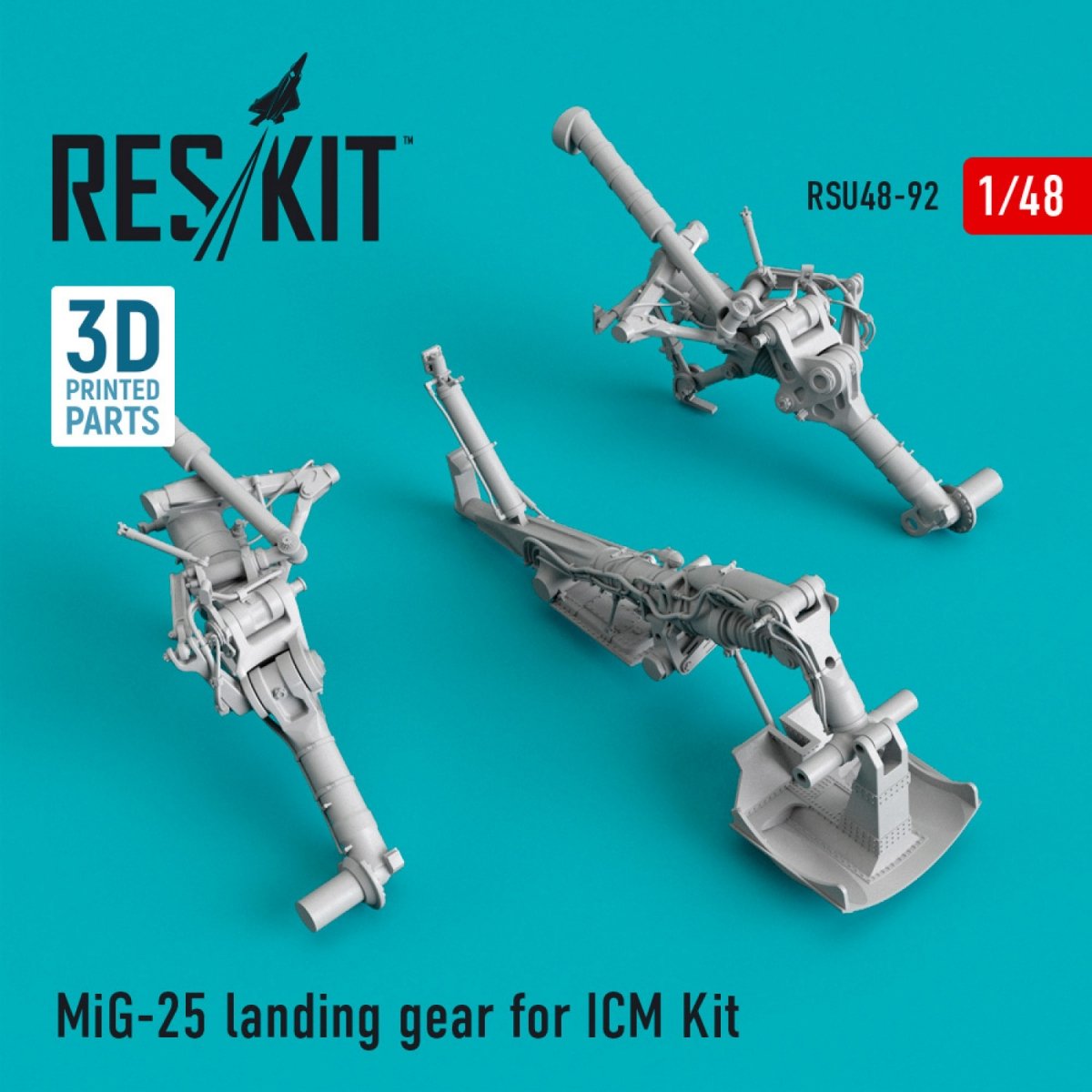 RESKIT RSU48-0092 TRAIN D&amp;#39;ATTERRISSAGE MIG-25 POUR KIT ICM 1/48