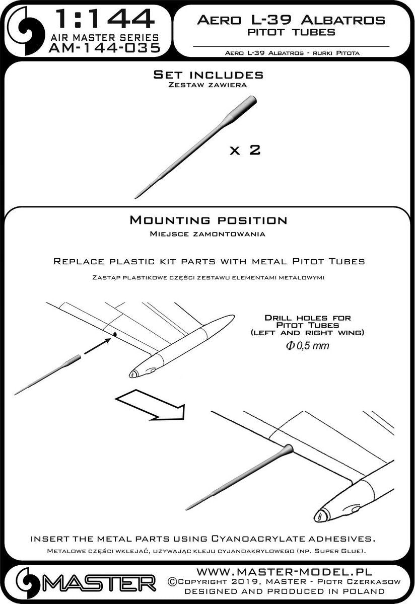 Master AM-144-035 Aero L-39 Albatros - Rurki Pitota 1/144 – immagine 3