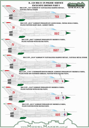 ModelMaker Decals D48150 MiG-21 in Polish service Exclusive edition part I 1/48