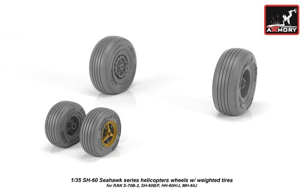 Armory Models AW35302 SH-60 Seahawk wheels w/ weighted tires 1/35 – Bild 4