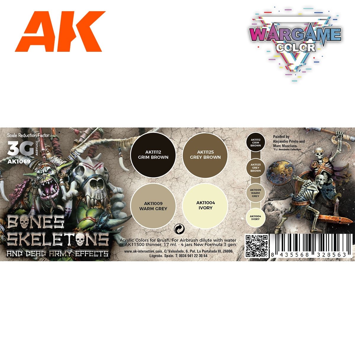 AK Interactive AK1069 WARGAME COLOR SET. BONES AND SKELETONS. 4x17 ml – imagen 2