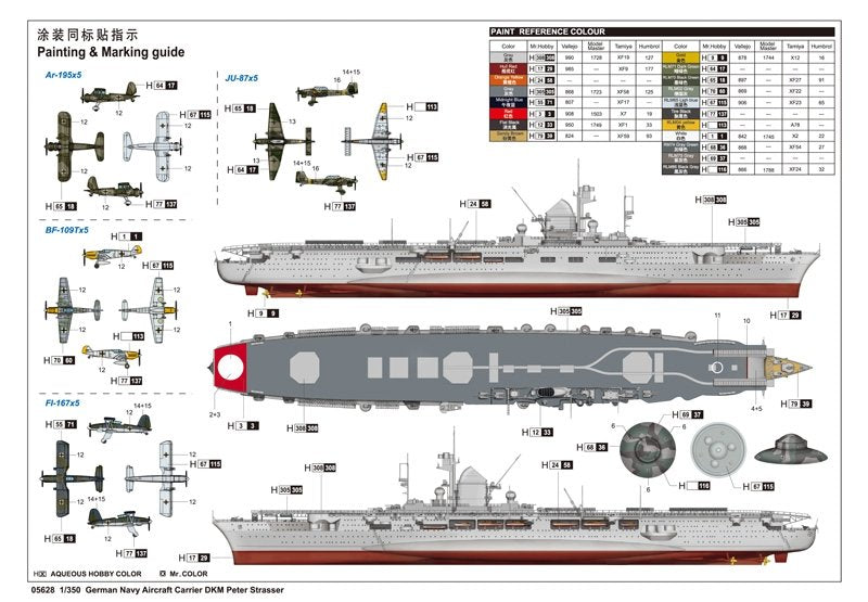 Trumpeter 05628 German Navy Aircraft Carrier DKM Peter Strasser 1/350 – immagine 2