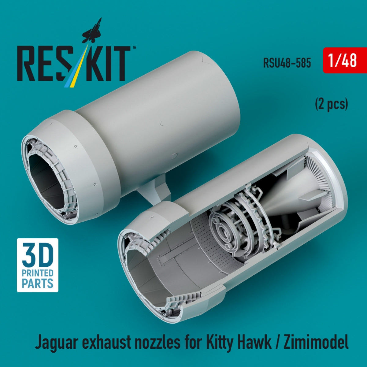 RESKIT RSU48-0585 Jaguar exhaust nozzles for Kitty Hawk / Zimimodel (3D Printed) 1/48