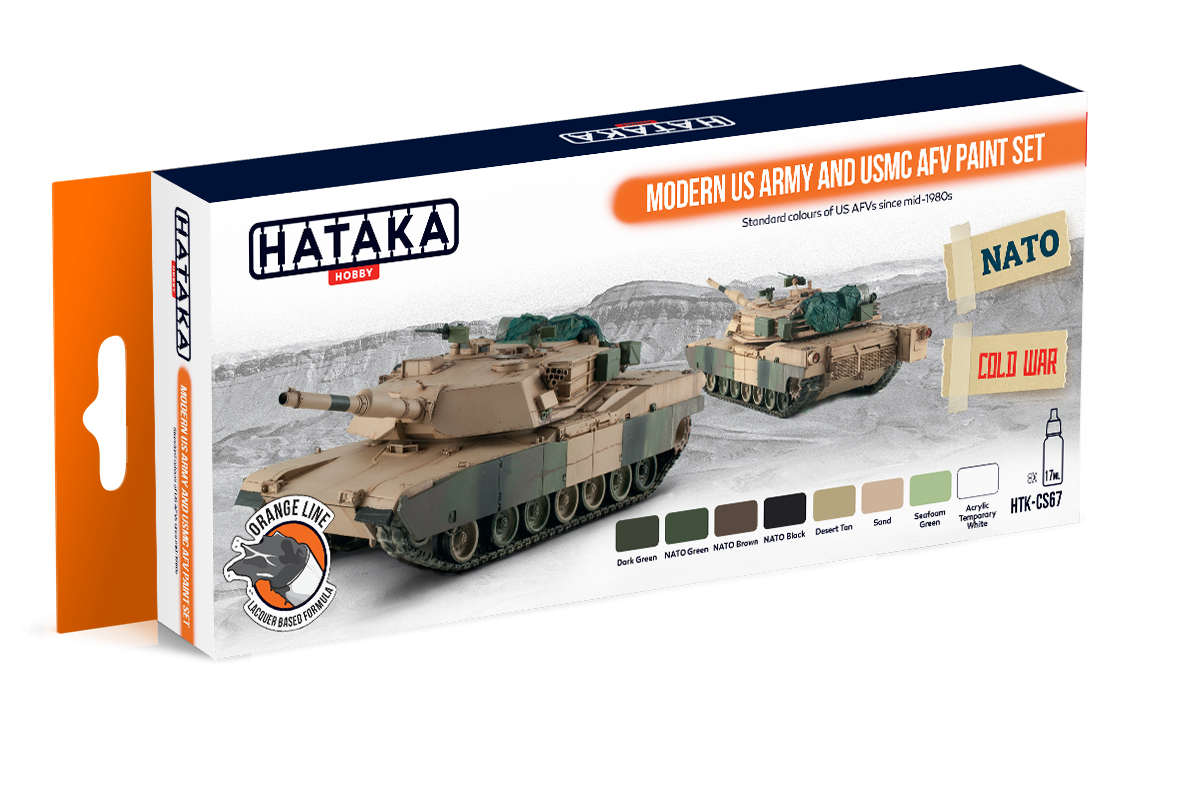 Hataka HTK-CS67 ORANGE LINE – Set de peinture pour véhicules blindés modernes de l'armée et du corps des Marines américains (8 x 17 ml)