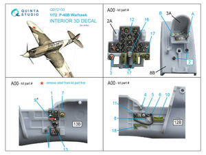 Quinta Studio QD72133 P-40B 3D-Printed coloured Interior on decal paper (Airfix) 1/72 – immagine 2