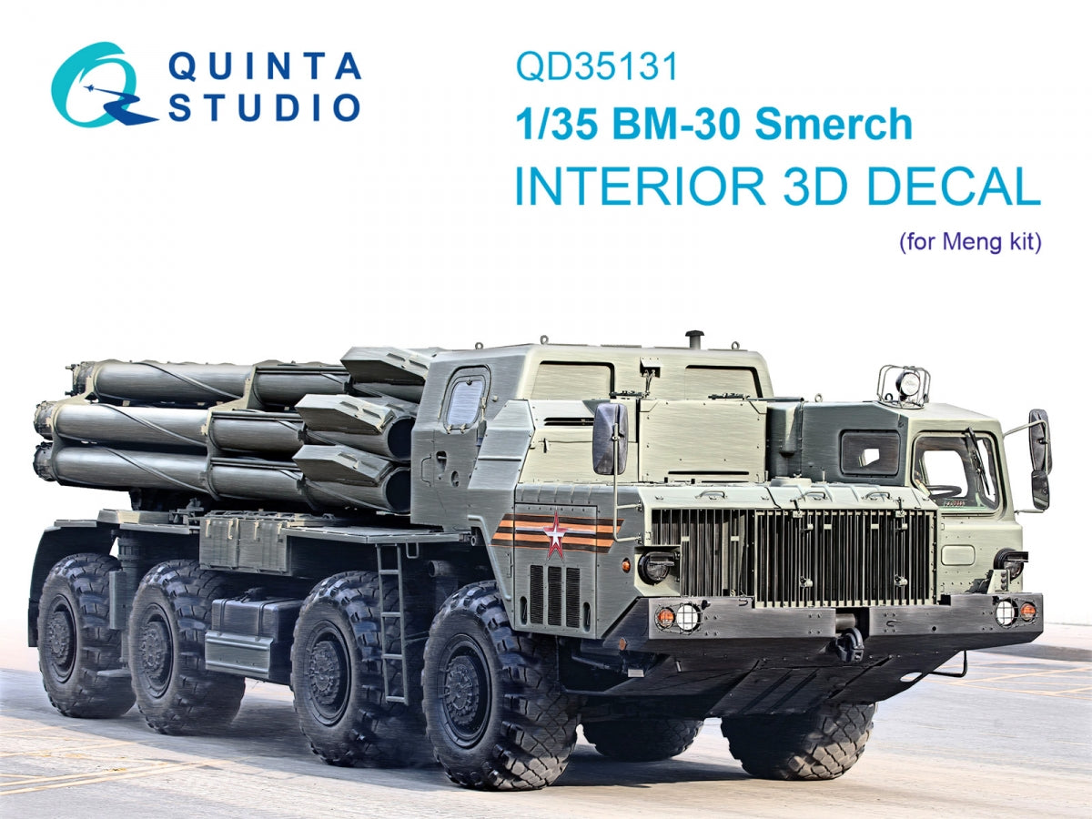 Intérieur imprimé en 3D et coloré sur papier décalcomanie Quinta Studio QD35131 BM-30 Smerch (Meng) 1/35