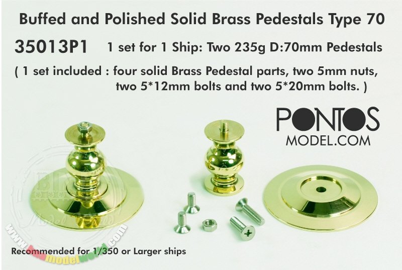 Pontos 35013P1 Buffed and Polished Solid Brass Pedestals Type 70 for Ship models – immagine 2