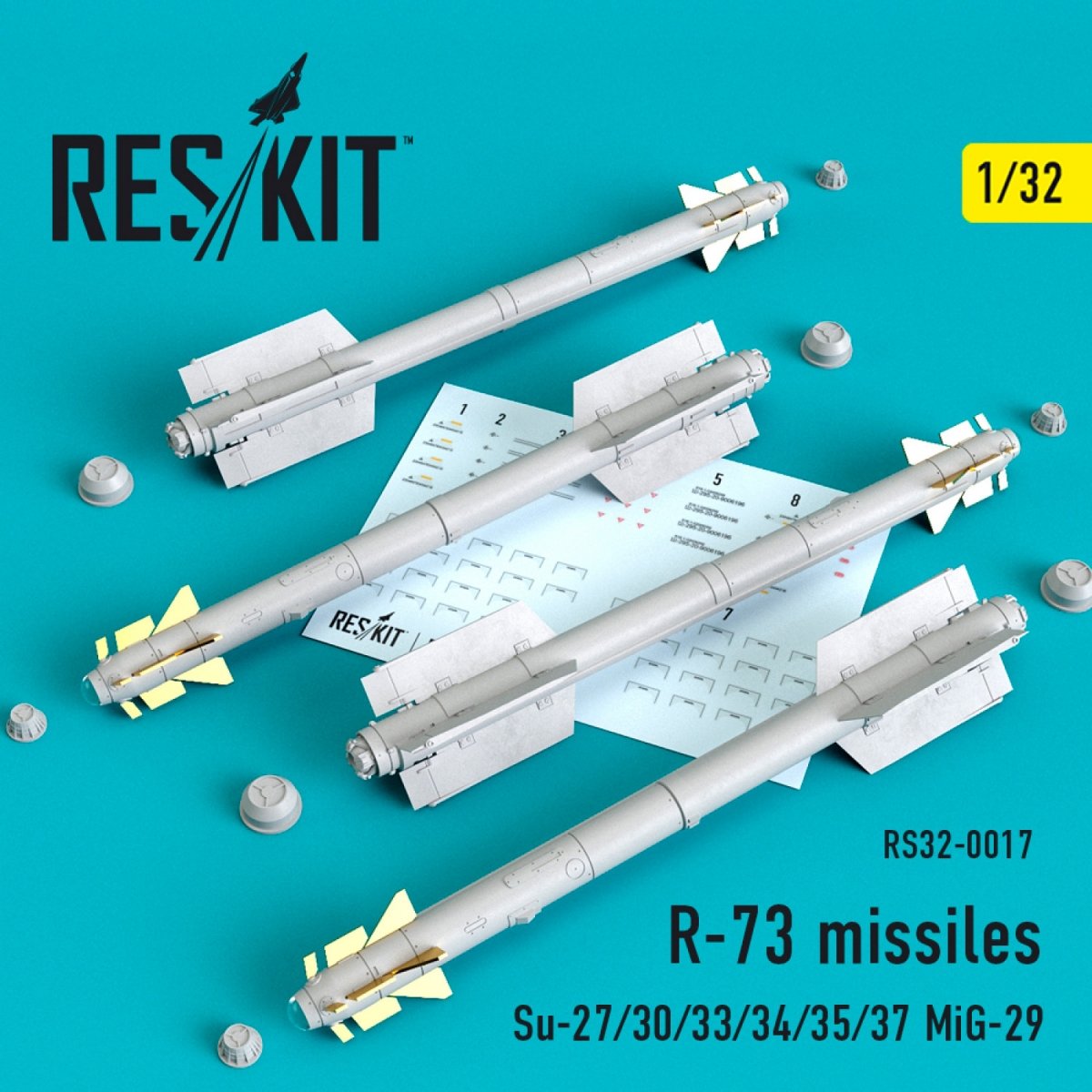 RESKIT RS32-0017 R-73 SOVIET MISSILES (4 PCS) 1/32