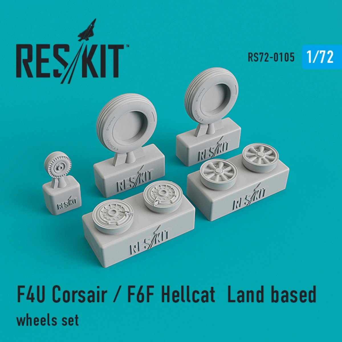 RESKIT RS72-0105 F4U « CORSAIR »/F6F « HELLCAT » ENSEMBLE DE ROUES TERRESTRES 1/72