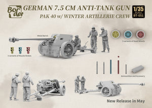 Border Model BT-051 German 7.5cm Anti-Tank Gun PaK 40 w/Winter Artillery Crew. 1/35 – image 3