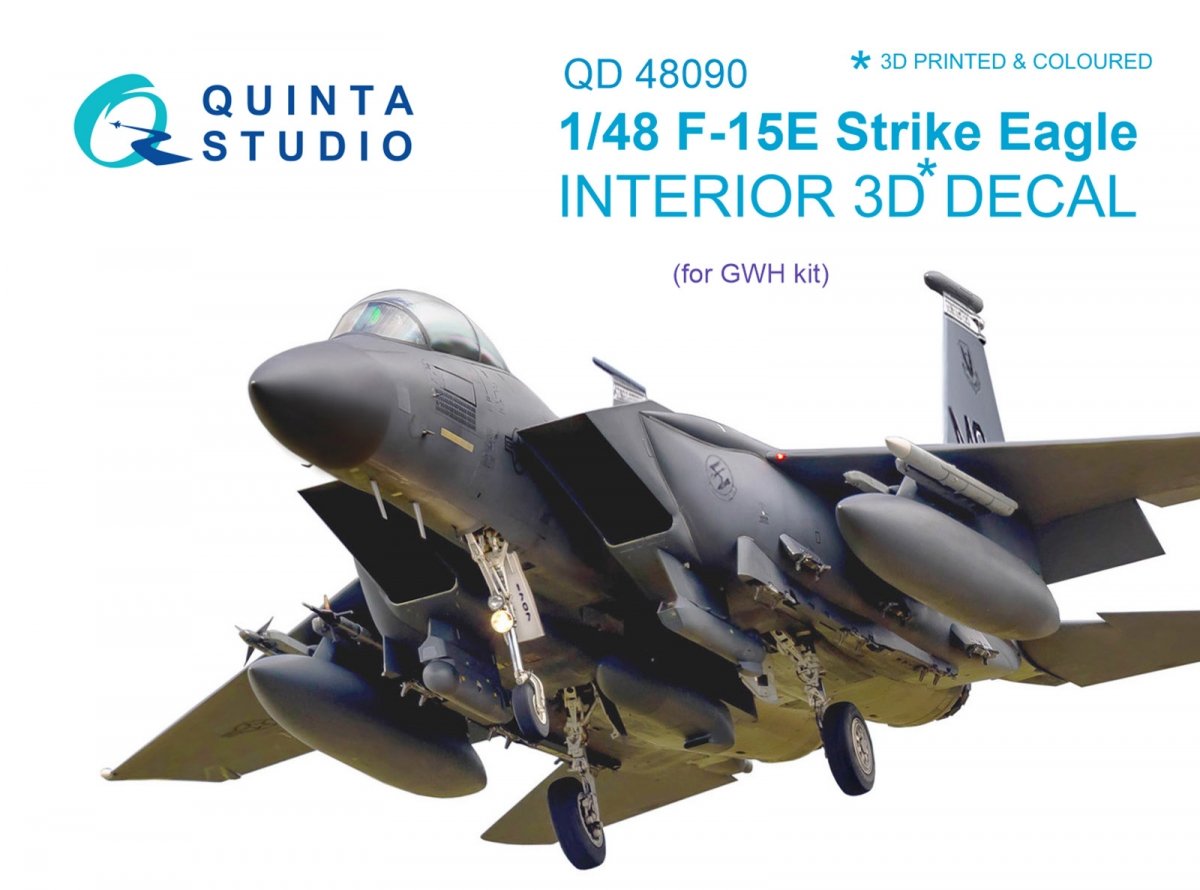 Quinta Studio QD48090 F-15E 3D-Printed &amp;amp; coloured Interior on decal paper (for GWH kit) 1/48