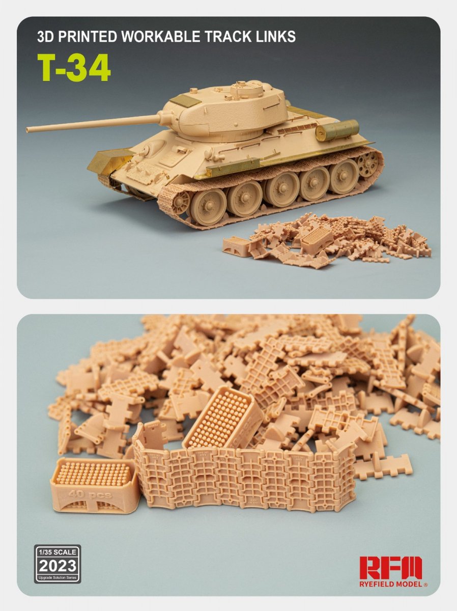 Rye Field Model 2023 T-34 3D PRINTED WORKABLE TRACK LINKS 1/35 – immagine 2