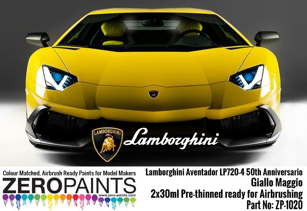 Zero Paints ZP-1020GIALLO Lamborghini Aventador LP720-4 50th Anniversario 50 Giallo Maggio Paint Set 2x30ml – image 2