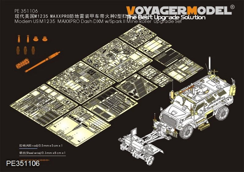 Voyager Modèle PE351106 M1235 MAXXPRO Dash DXM moderne américain avec rouleau de mine Spark II, kit de mise à niveau (pour PANDA HOBBY PH35044) 1/35 