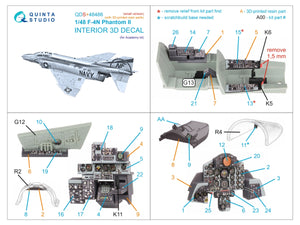 Quinta Studio QDS+48486 F-4N Phantom II 3D-Printed &amp;amp; coloured Interior on decal paper (Academy) (Small version) (with 3D-printed resin parts) 1/48 – immagine 3