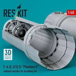 RESKIT RSU48-0468 F-4 (E, J, F, G, S) "Phantom II" exhaust nozzles for Academy kit (3D Printed) 1/48