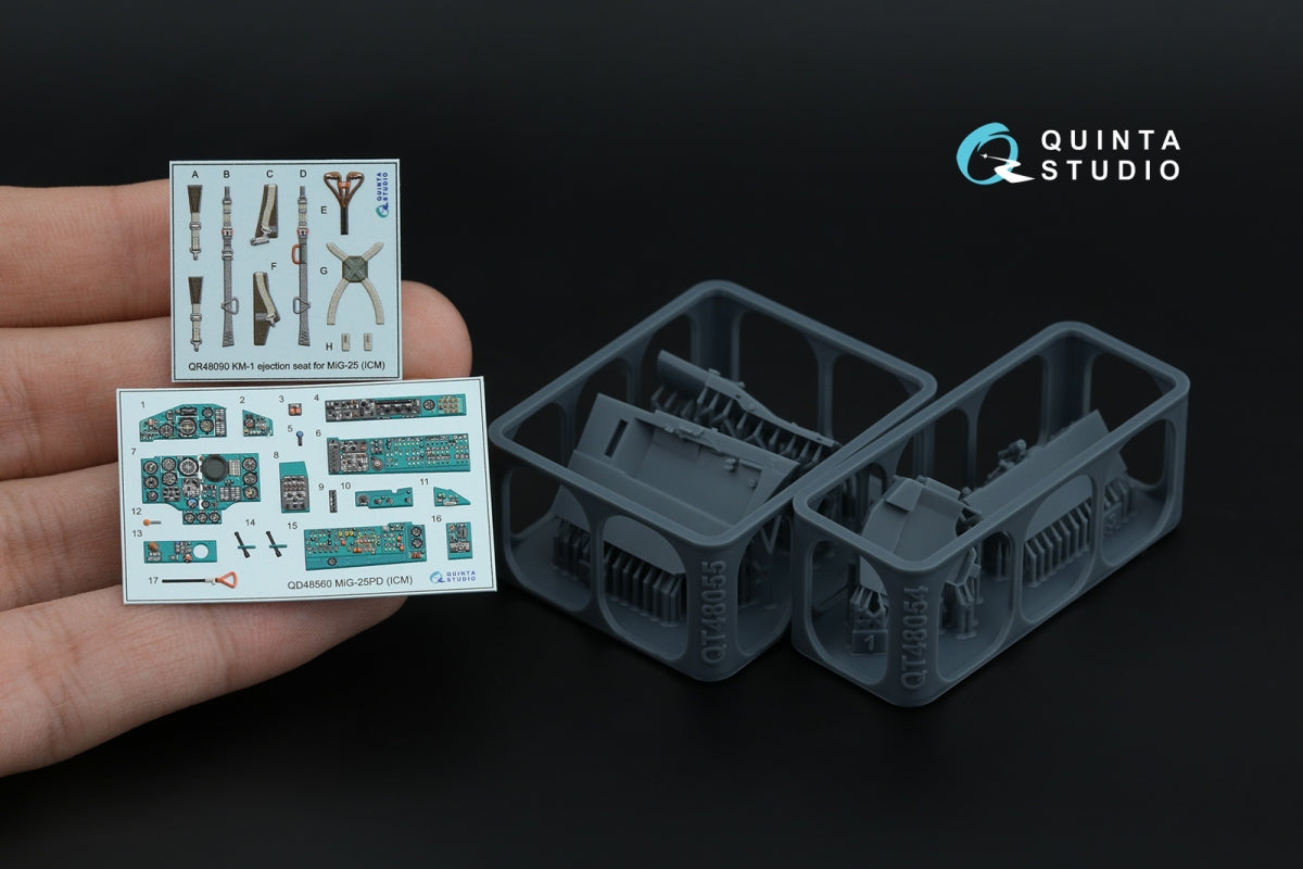 Quinta Studio QD+48560 MiG-25PD 3D-Printed &amp;amp; coloured Interior on decal paper (ICM) (with 3D-printed resin parts) 1/48 – immagine 4
