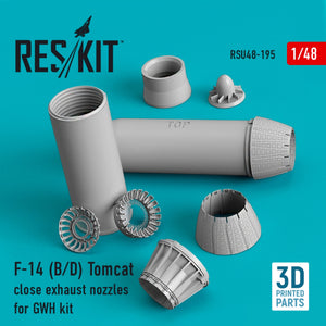 RESKIT RSU48-0195 F-14 (B,D) « TOMCAT » TUYAUX D&amp;#39;ÉCHAPPEMENT FERMÉS POUR MAQUETTE GWH (IMPRIMÉE EN 3D) 1/48