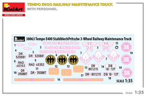 Camion d&amp;#39;entretien ferroviaire MiniArt 38063 Tempo E400 avec personnel 1/35 – image 3