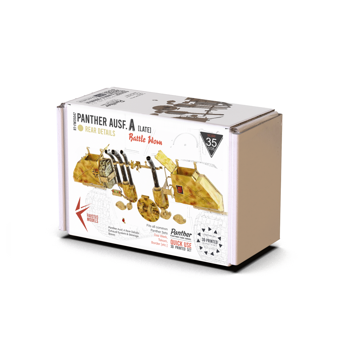 Faustus Models FM35047 Panther A Rear Details – Late Version – Battle Damaged 1/35
