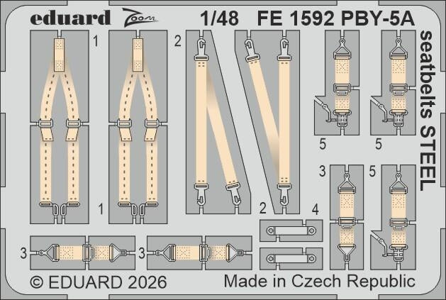 Eduard FE1592 Consolidated PBY-5A Catalina - Steel Seatbelts Zoom Set Eduard and Revell Kits 1/48