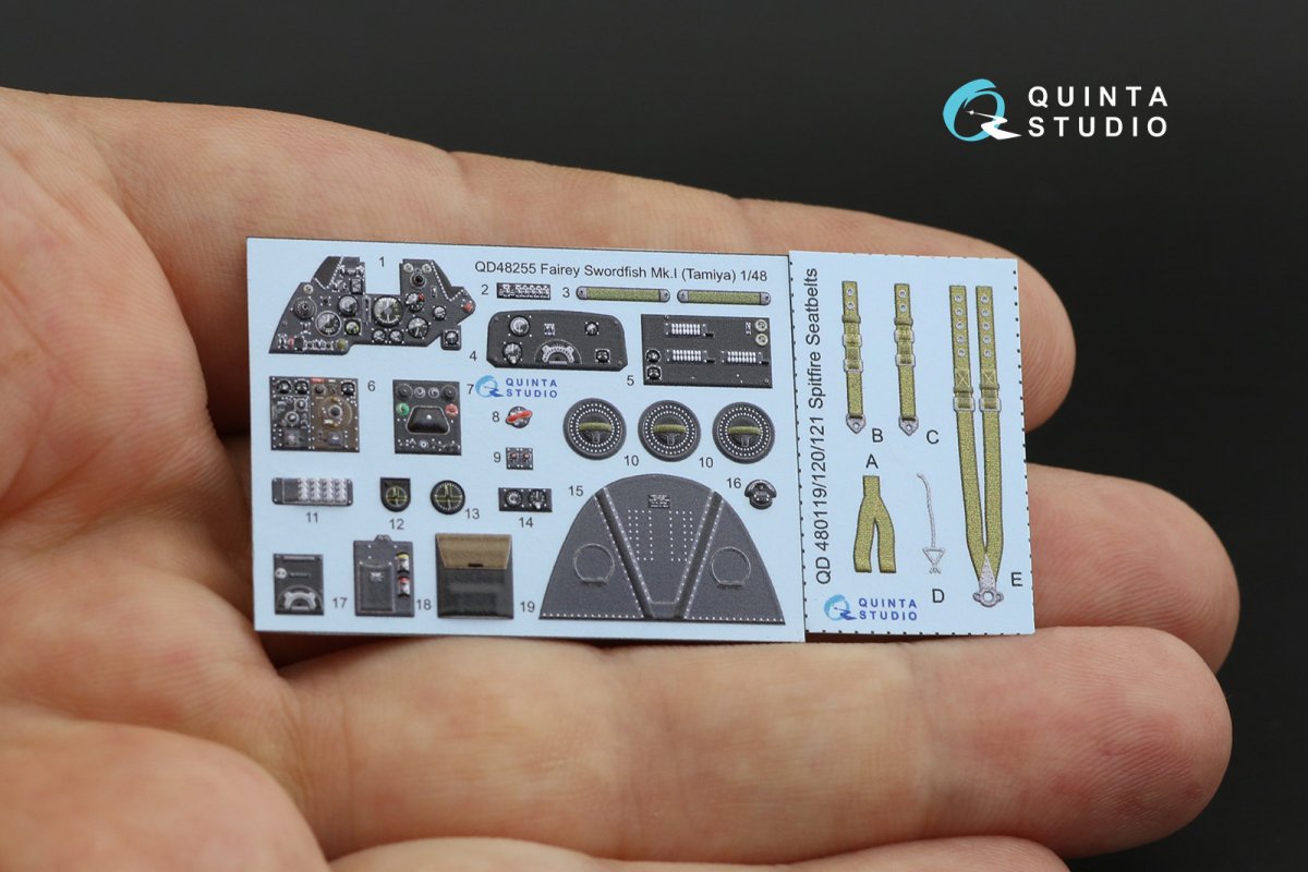 Quinta Studio QD48255 Swordfish Mk.I 3D-Printed &amp;amp; coloured Interior on decal paper ( Tamiya ) 1/48 – immagine 10