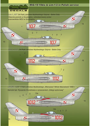 ModelMaker Decals D48023 MiG-15/15bis &amp;amp; Lim-1/2 in Polish service – immagine 4