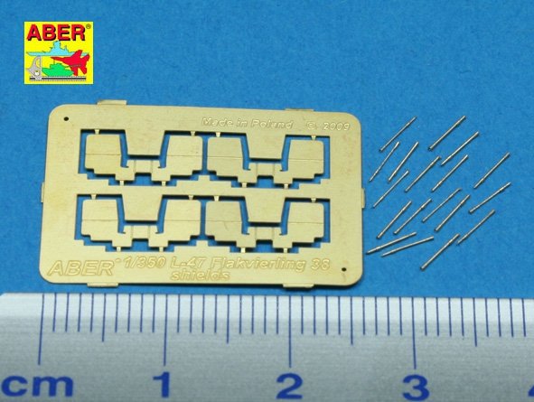 Aber 350L-47 Set of 16 pcs 2cm barrels for German Flakvierling 38 with shields 1/350 – immagine 2
