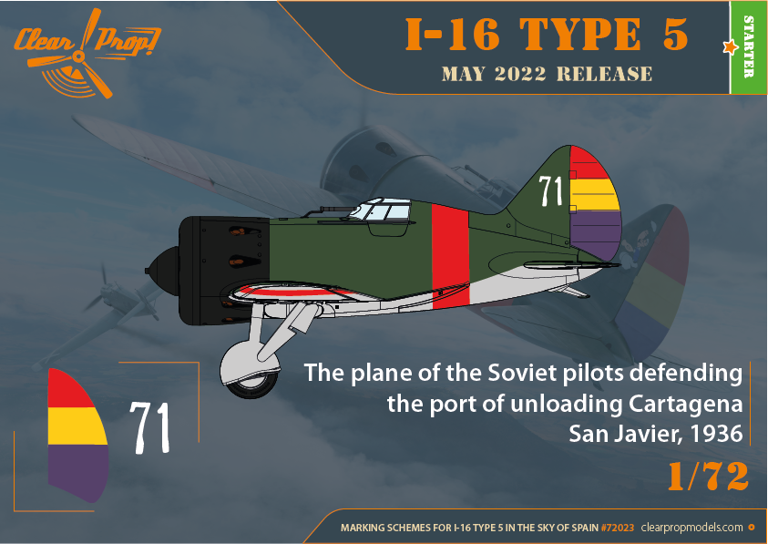 Clear Prop! CP72023 I-16 Type 5 In the sky of Spain STARTER KIT 1/72 – Bild 8