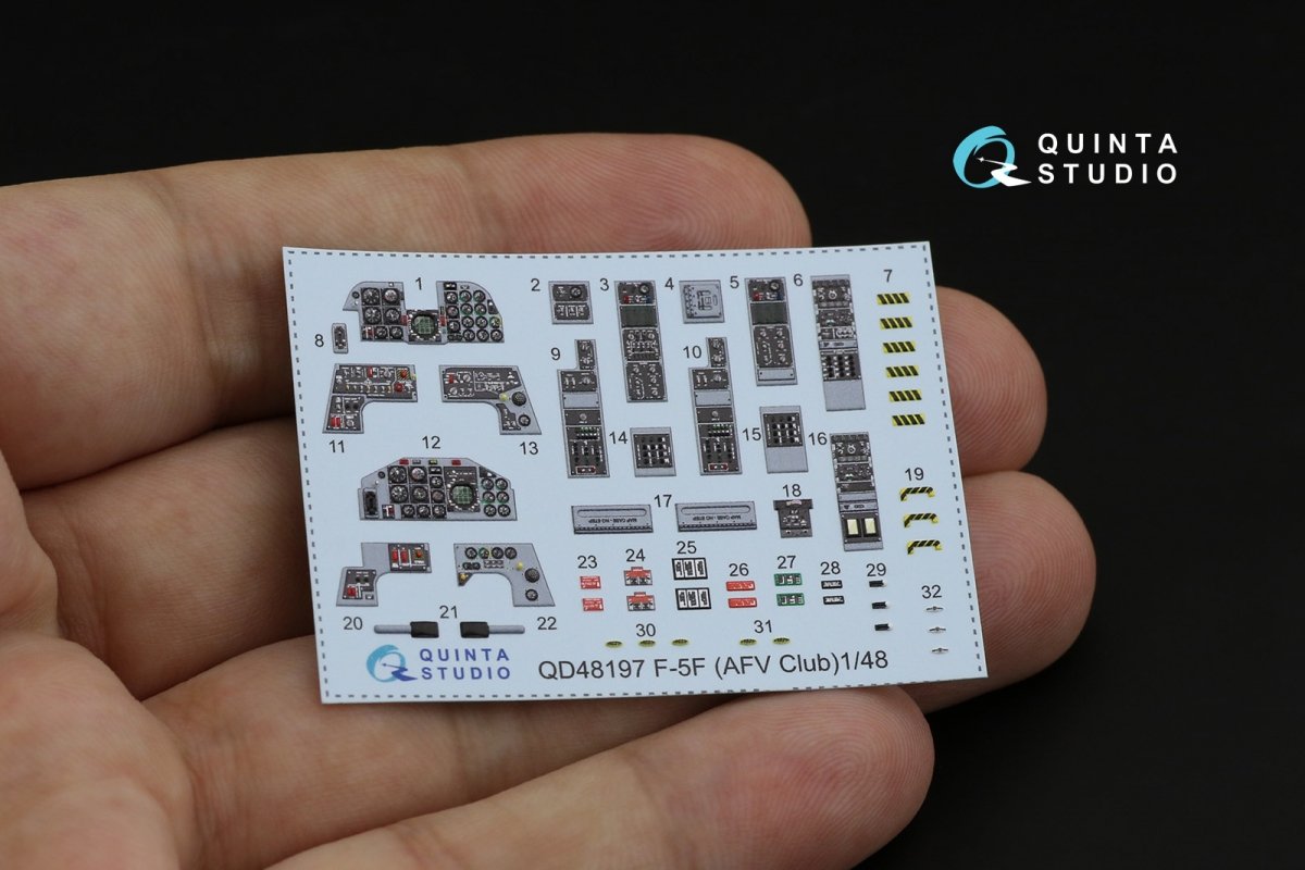 Quinta Studio QD48197 F-5F Tiger II 3D-Printed &amp;amp; coloured Interior on decal paper (for AFV Club ) 1/48 – Bild 12