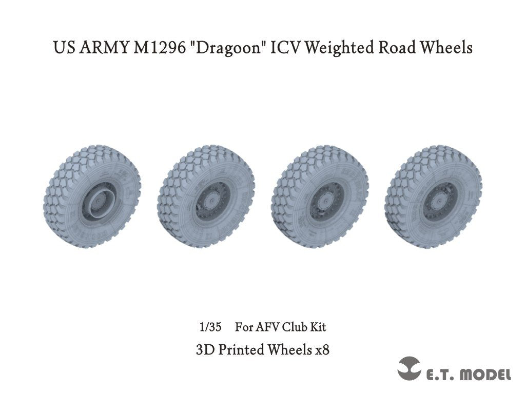 E.T. Model P35-112 US ARMY M1296 &amp;quot;Dragoon&amp;quot; ICV Weighted Road Wheels (3D Printed) For AFV Club Kit 1/35 – immagine 2