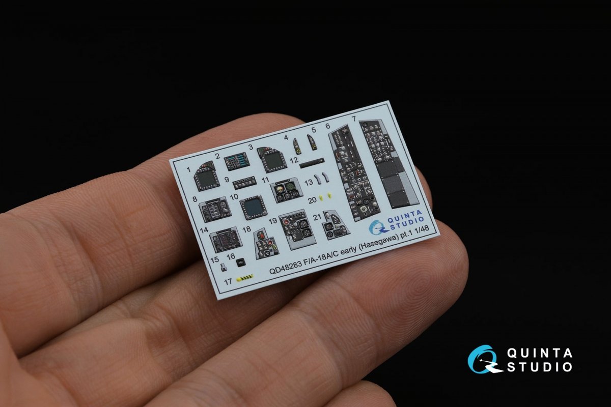 Quinta Studio QDS-48283 F/A-18A / C early 3D-Printed &amp;amp; coloured Interior on decal paper (Hasegawa) (Small version) 1/48 – immagine 5
