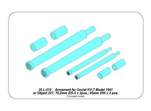 Aber 35L-210 Armament for Soviet KV-7 76mm x 2 pcs.; 45mm x 2 pcs. 1/35 – immagine 4