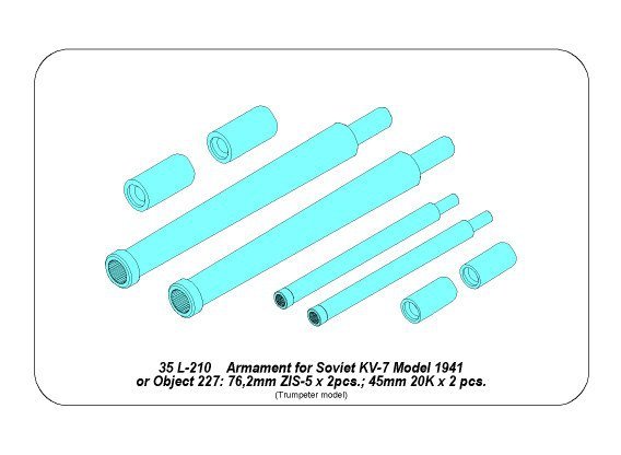 Aber 35L-210 Armament for Soviet KV-7 76mm x 2 pcs.; 45mm x 2 pcs. 1/35 – immagine 4