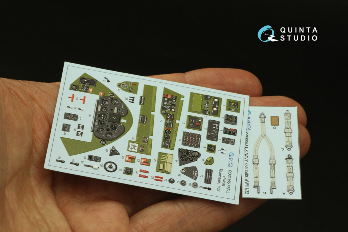 Intérieur imprimé en 3D et coloré sur papier décalcomanie Quinta Studio QD32195 F6F-5 Hellcat (Trumpeter) 1/32 – image 5