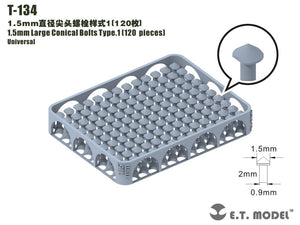 E.T. Model T-134 1.5mm Large Conical Bolts Type.1 120 pieces