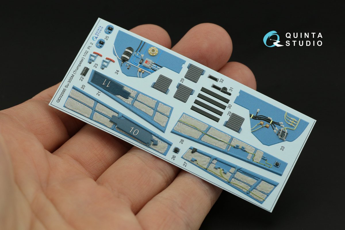 Quinta Studio QD32095 Su-30SM 3D-Printed &amp;amp; coloured Interior on decal paper (conversion for Trumpeter Su-30MKK ) 1/32 – immagine 6