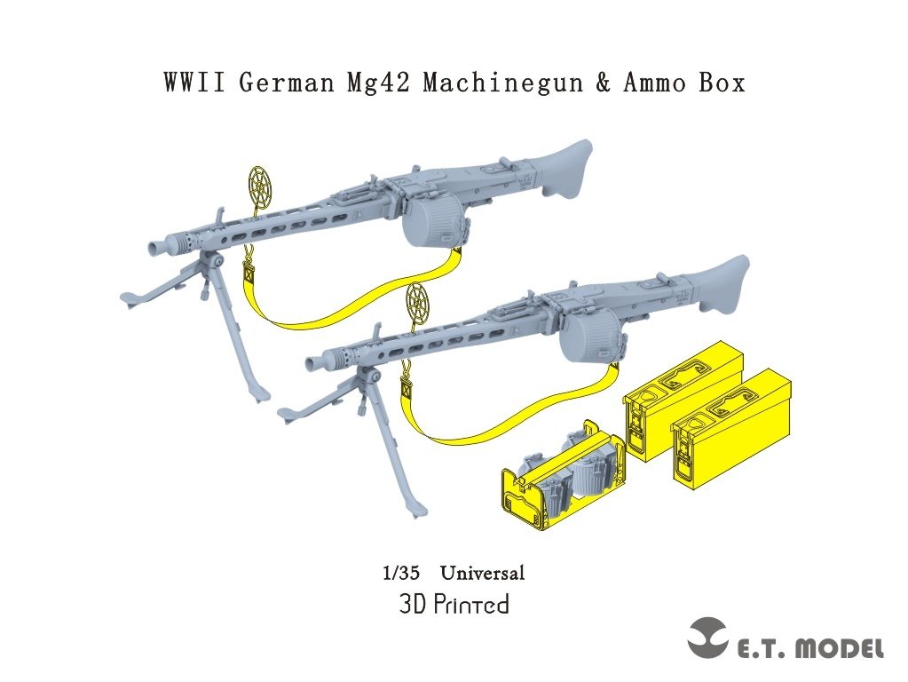 E.T. Model P35-217 WWII German Mg42 Machinegun &amp;amp; Ammo Box ( 3D Print ) 1/35