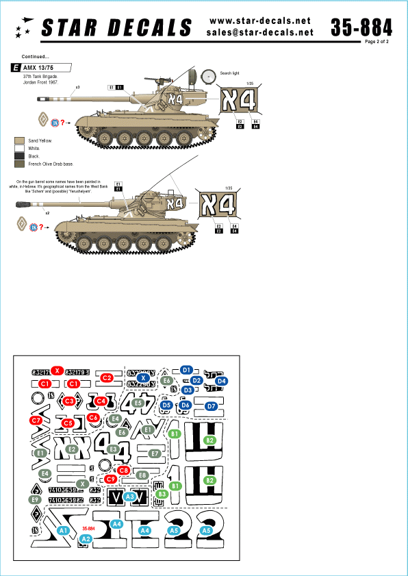 Star Decals 35-884 Israeli AFVs 3 M1 Sherman + AMX 13/75 1/35 – zdjęcie 2