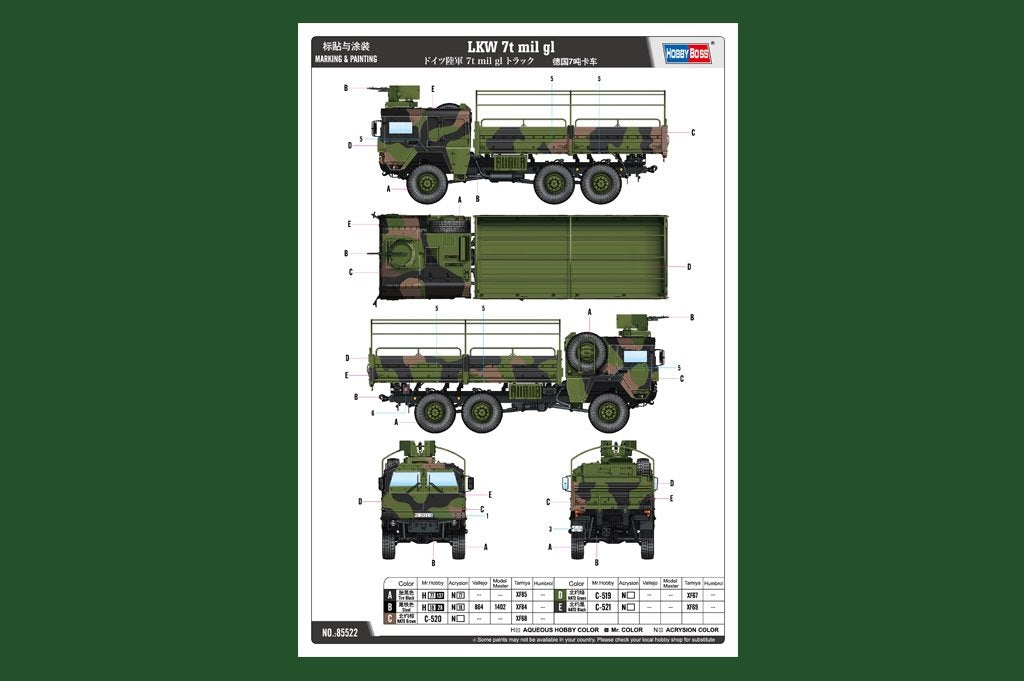 Hobby Boss 85522 LKW 7t mil gl 1/35 – zdjęcie 4