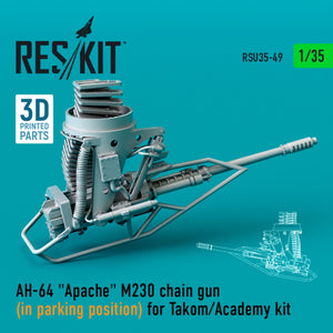 RESKIT RSU35-0049 AH-64 &amp;quot;APACHE&amp;quot; M230 CHAIN GUN (IN PARKING POSITION) FOR TAKOM/ACADEMY KIT (3D PRINTED) 1/35