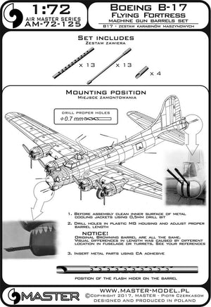 Master AM-72-125 Boeing B-17 Flying Fortress Machine gun barrels set 1/72 – immagine 4