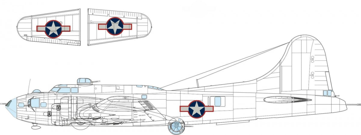 Eduard EX1054 B-17F US national insignia w/ red outline EDUARD 1/48