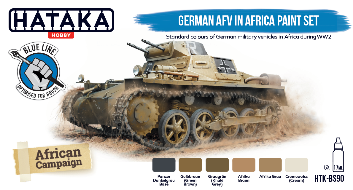 Hataka HTK-BS90 BLUE LINE – German AFV in Africa paint set (6x17ml) – immagine 2