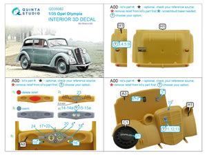 Quinta Studio QD35082 1937 Opel Olympia 3D-Printed &amp;amp; coloured Interior on decal paper (Bronco) 1/35 – imagen 2