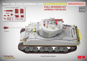 Maquette Rye Field 5136 M4A3 76W VVSS Sherman, version modernisée tardive, intérieur complet, échelle 1/35 – image 2