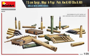 MiniArt 35375 7.5 cm Sprgr., Nbgr. &amp;amp; Pzgr. Patr. Kw.K.40 (Stu.K.40) SHELLS WITH AMMO BOXES 1/35 – Bild 2