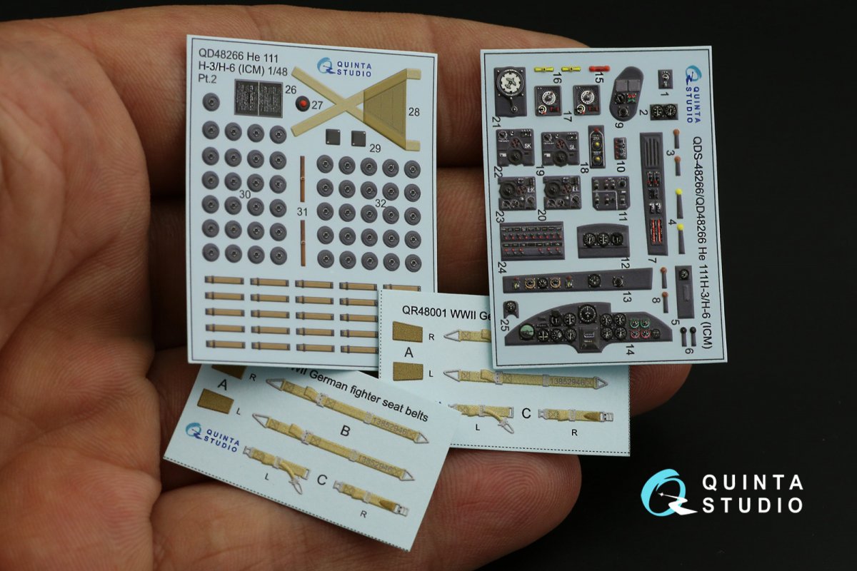 Quinta Studio QD48266 He 111H-3/H-6 3D-Printed &amp;amp; coloured Interior on decal paper ( ICM ) 1/48 – immagine 12