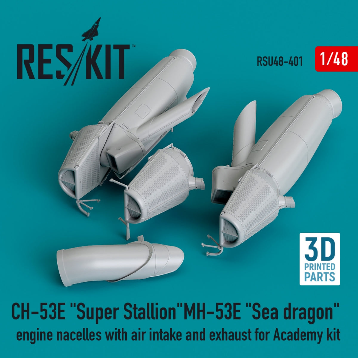 RESKIT RSU48-0401 CH-53E &amp;quot;Super Stallion&amp;quot;, MH-53E &amp;quot;Sea dragon&amp;quot; engine nacelles with air intake and exhaust for Academy kit (3D printed) 1/48 – Bild 2